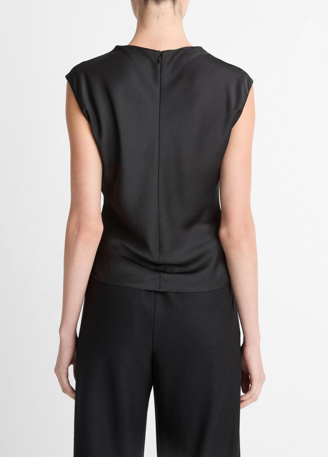 Satin Draped Cowl-Neck Top in Tank Tops | VINCE Women