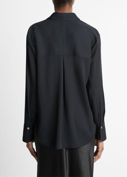 Stretch-Silk Button-Front Blouse in Long Sleeve | VINCE Women