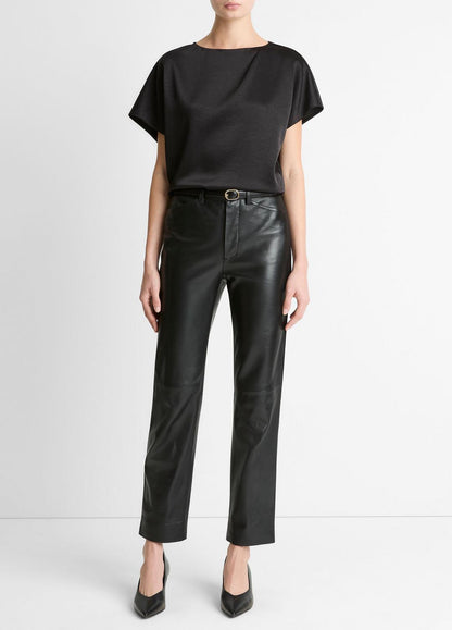 Draped Satin Dolman-Sleeve Blouse in Short Sleeve | VINCE Women