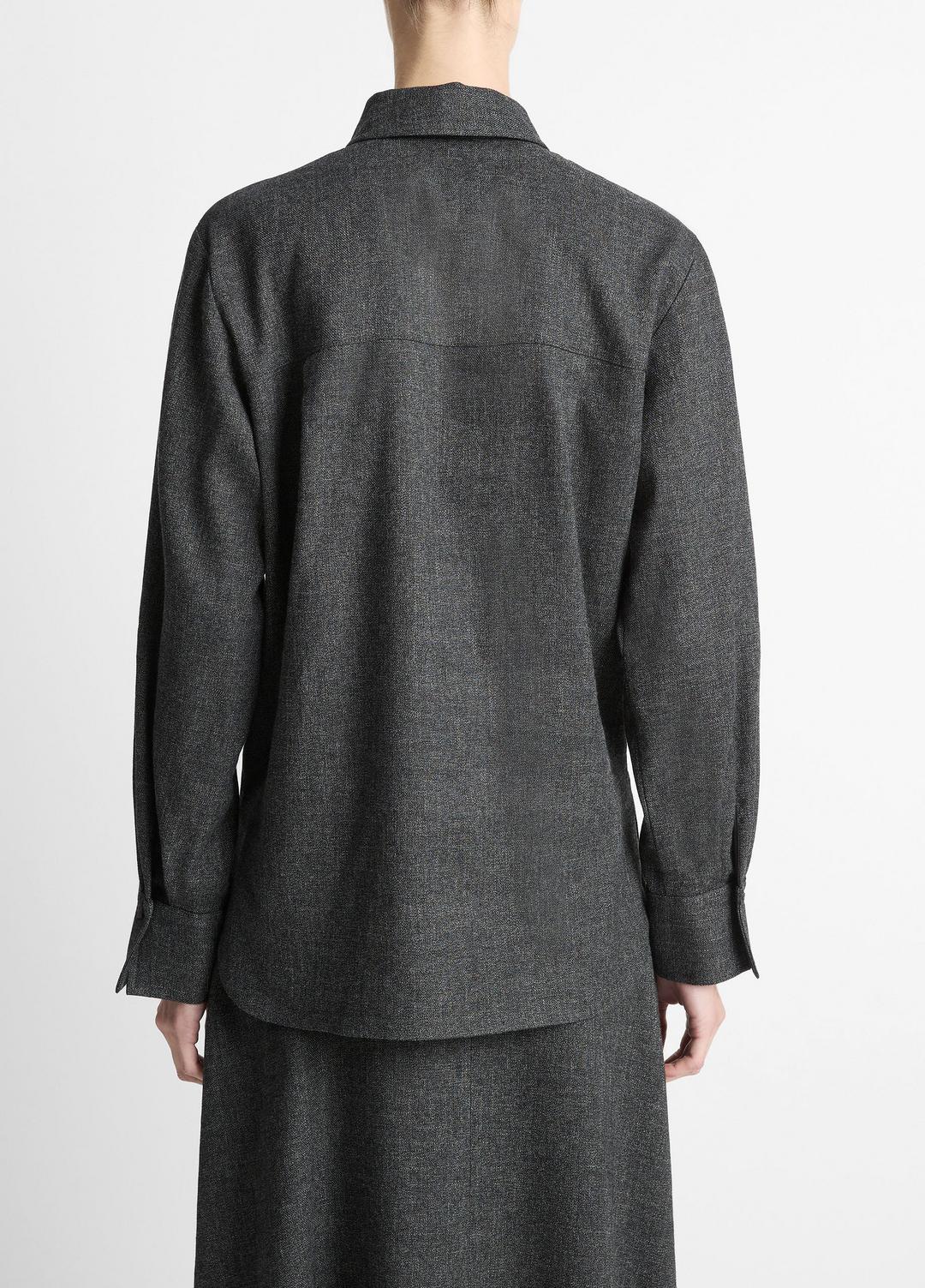 Italian Jaspe Relaxed Button-Front Shirt in Long Sleeve | VINCE Women