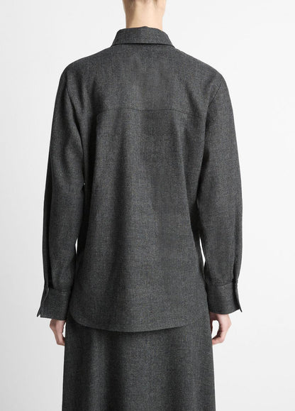 Italian Jaspe Relaxed Button-Front Shirt in Long Sleeve | VINCE Women