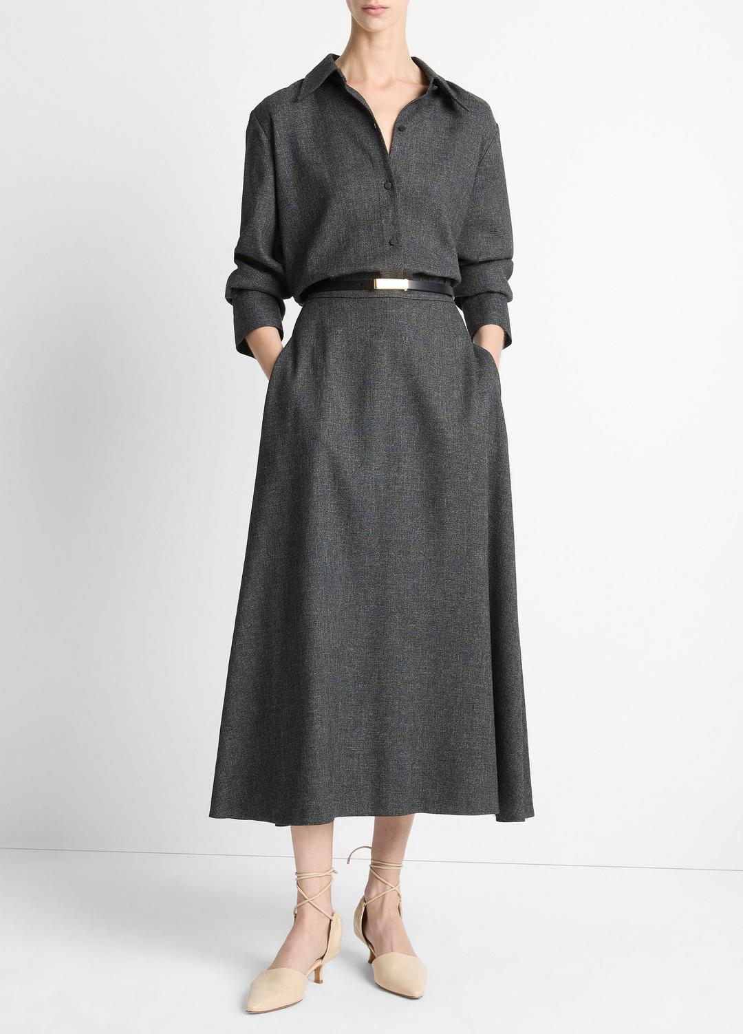 Italian Jaspe Relaxed Button-Front Shirt in Long Sleeve | VINCE Women