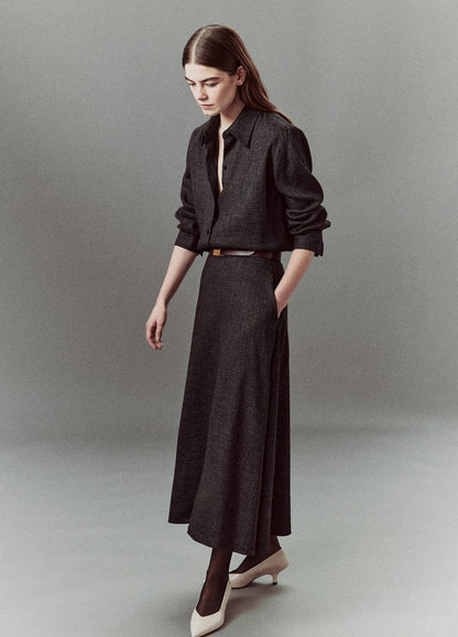 Italian Jaspe Relaxed Button-Front Shirt in Long Sleeve | VINCE Women