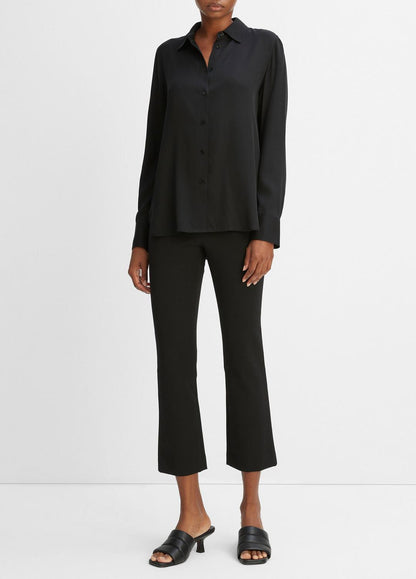Slim Fitted Stretch-Silk Blouse in Long Sleeve | VINCE Women