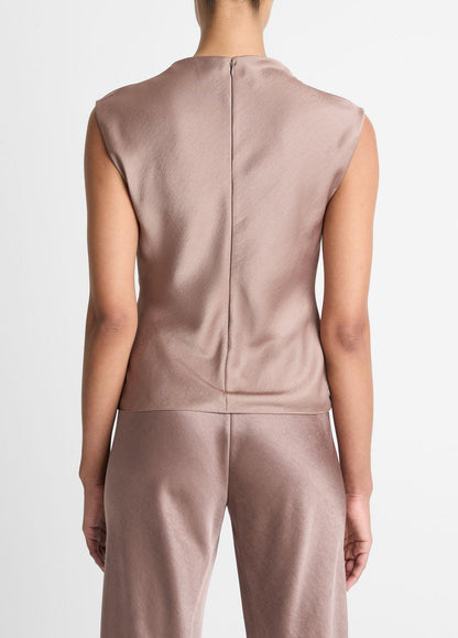 Satin Draped Cowl-Neck Top in Tank Tops | VINCE Women