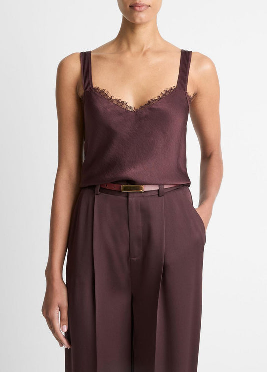 Lace-Trim Satin Camisole in Tank Tops | VINCE Women