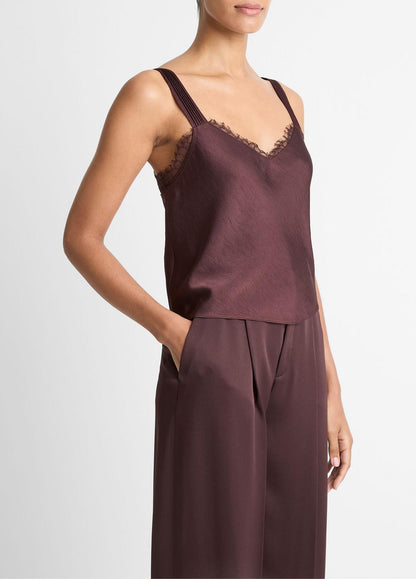 Lace-Trim Satin Camisole in Tank Tops | VINCE Women