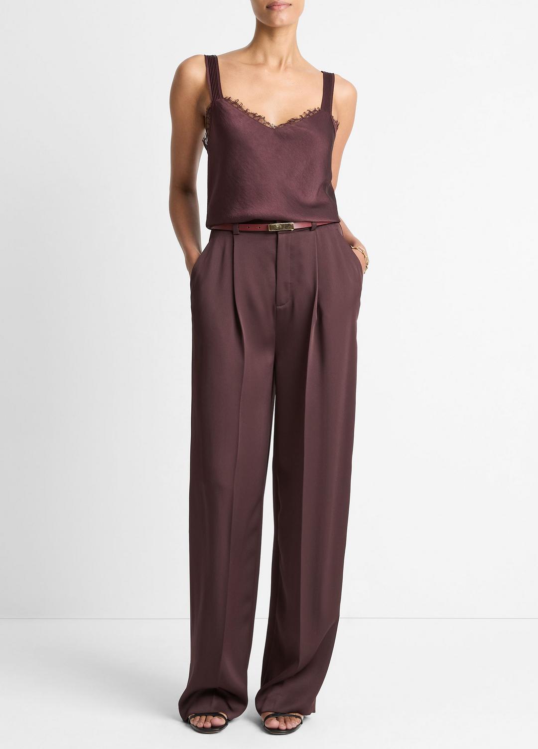 Lace-Trim Satin Camisole in Tank Tops | VINCE Women