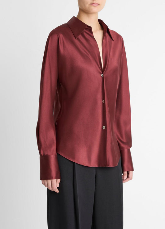 Silk Bias Long-Sleeve Blouse in Long Sleeve | VINCE Women