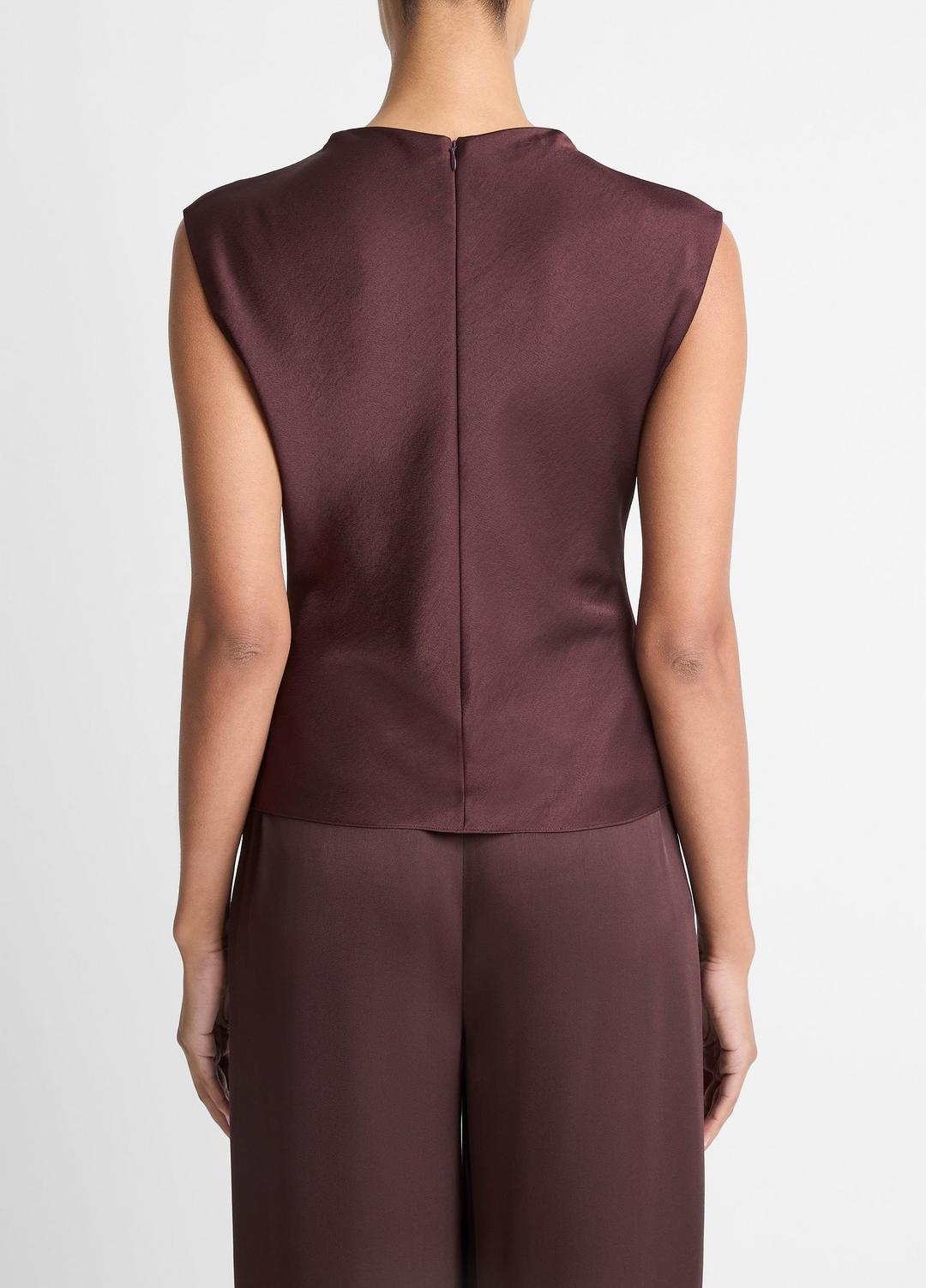 Satin Draped Cowl-Neck Top in Tank Tops | VINCE Women