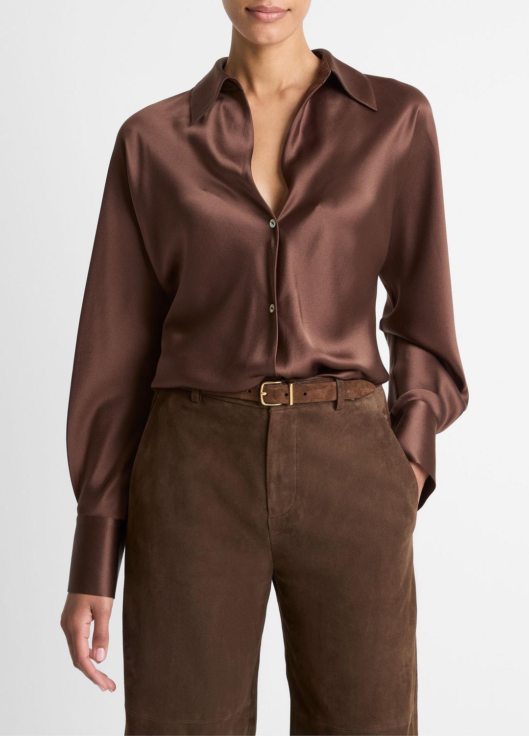 Silk Bias Long-Sleeve Blouse in Long Sleeve | VINCE Women