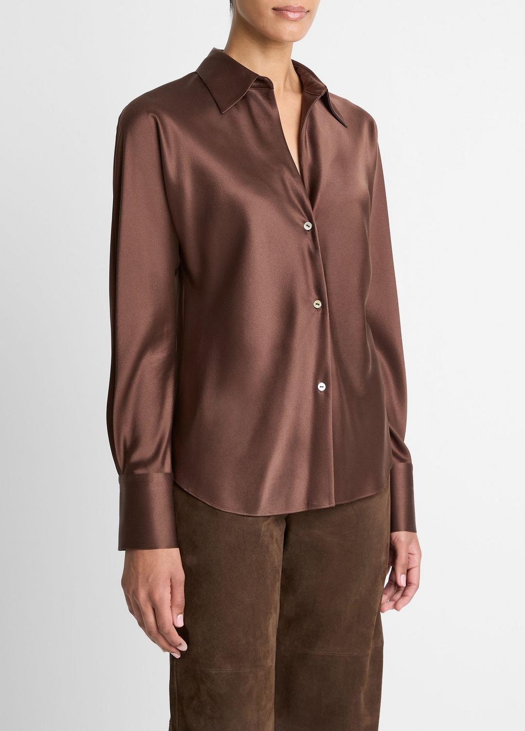 Silk Bias Long-Sleeve Blouse in Long Sleeve | VINCE Women