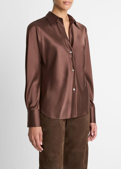 Silk Bias Long-Sleeve Blouse in Long Sleeve | VINCE Women
