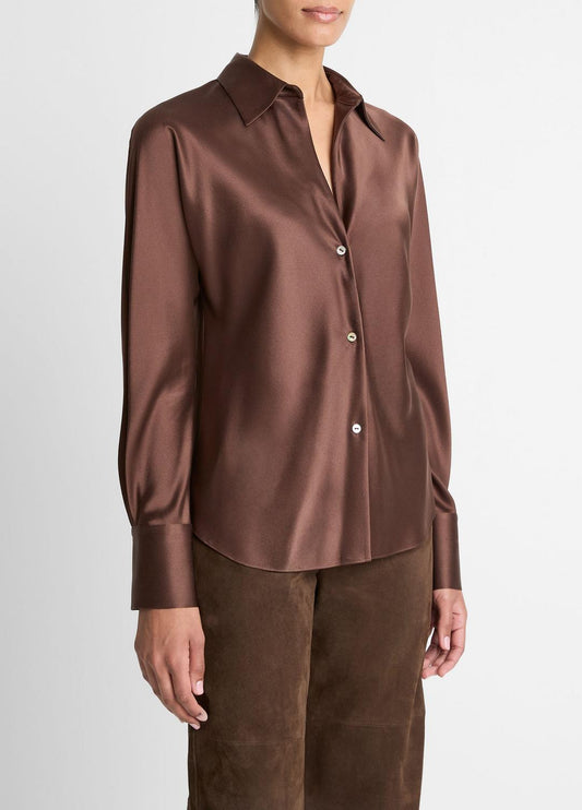 Silk Bias Long-Sleeve Blouse in Long Sleeve | VINCE Women