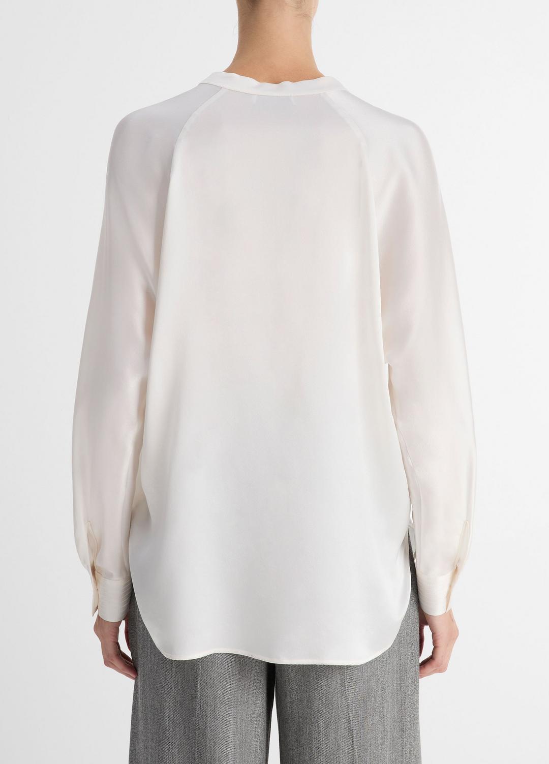 Silk Satin Band-Collar Blouse in Long Sleeve | VINCE Women