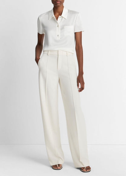 Silk Short-Sleeve Polo Shirt in Short Sleeve | VINCE Women
