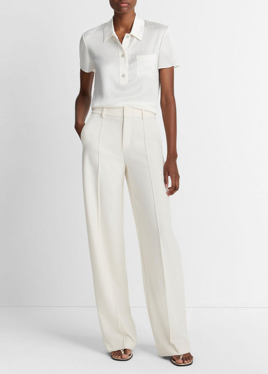 Silk Short-Sleeve Polo Shirt in Short Sleeve | VINCE Women