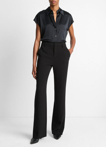 Silk Cap-Sleeve Ruched-Back Blouse in Short Sleeve | VINCE Women