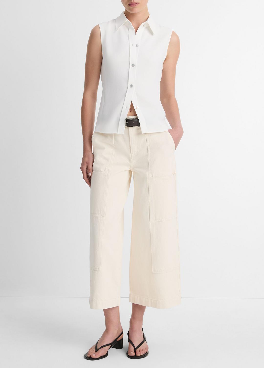 Sleeveless Button-Front Shirt in Short Sleeve | VINCE Women