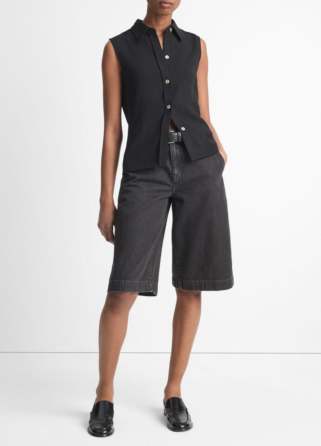 Sleeveless Button-Front Shirt in Short Sleeve | VINCE Women