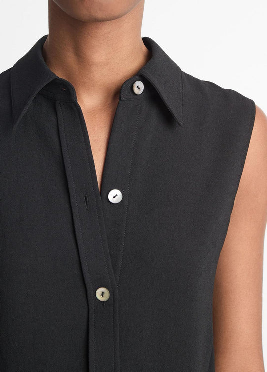 Sleeveless Button-Front Shirt in Short Sleeve | VINCE Women