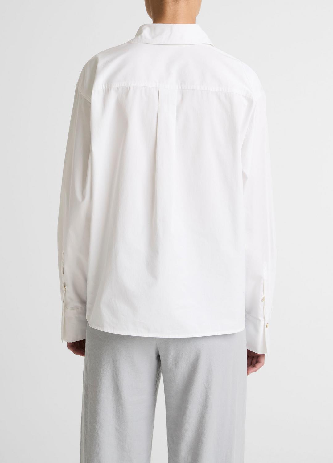 Cotton Cropped Button-Front Shirt  in Long Sleeve | VINCE Women