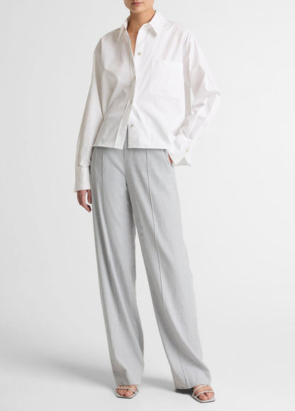 Cotton Cropped Button-Front Shirt  in Long Sleeve | VINCE Women