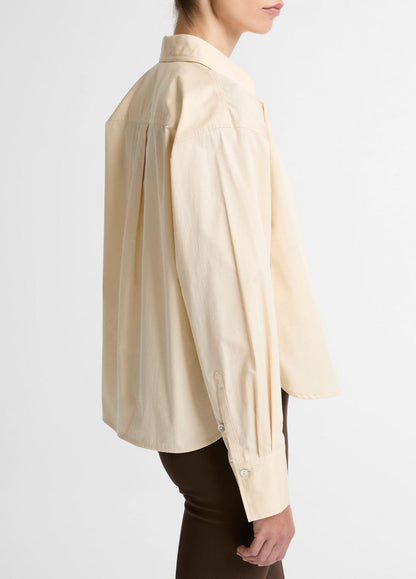 Cotton Cropped Button-Front Shirt  in Long Sleeve | VINCE Women