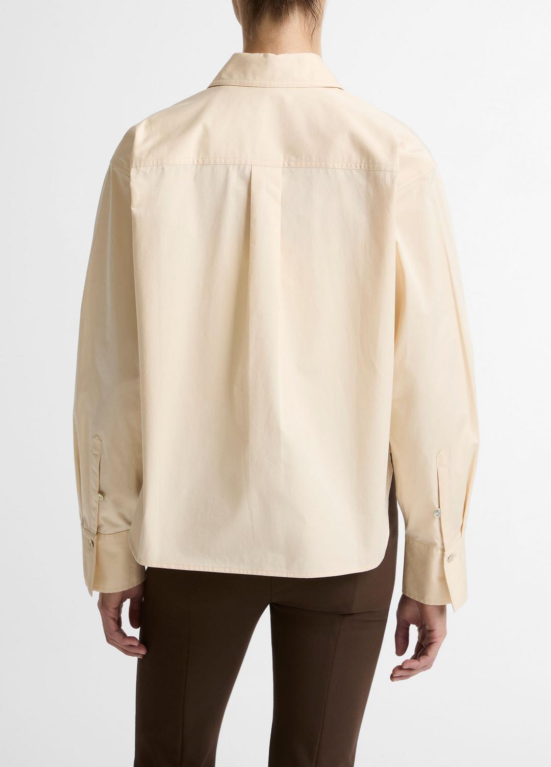 Cotton Cropped Button-Front Shirt  in Long Sleeve | VINCE Women
