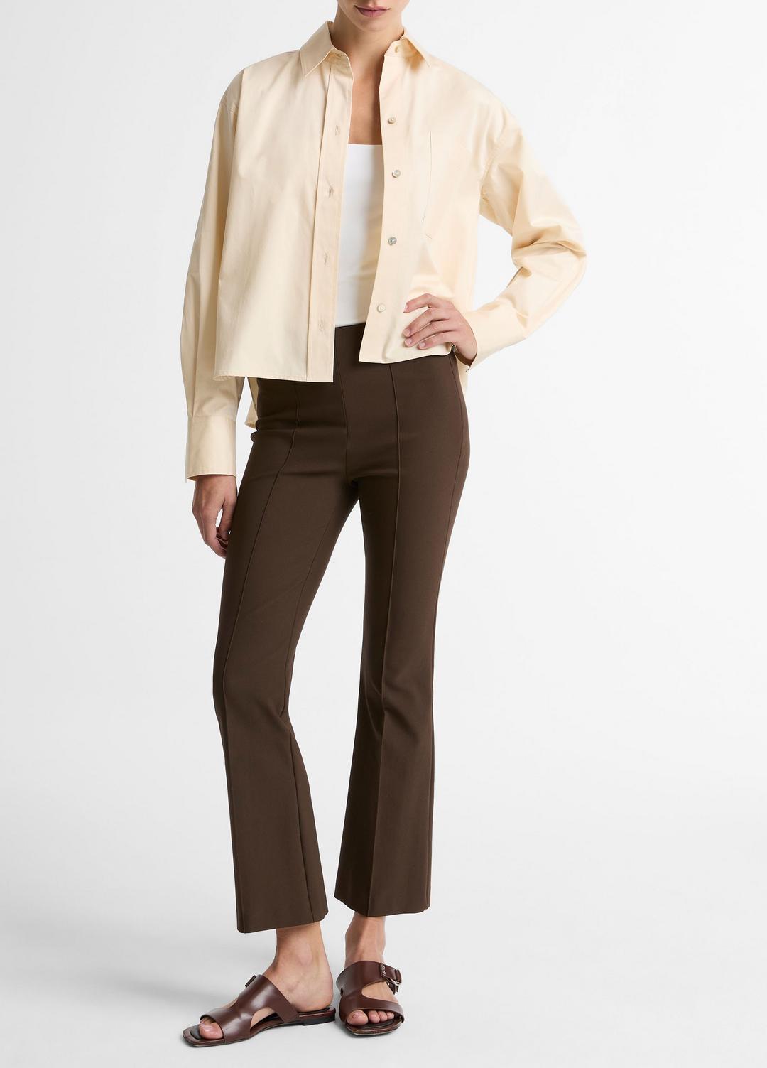 Cotton Cropped Button-Front Shirt  in Long Sleeve | VINCE Women