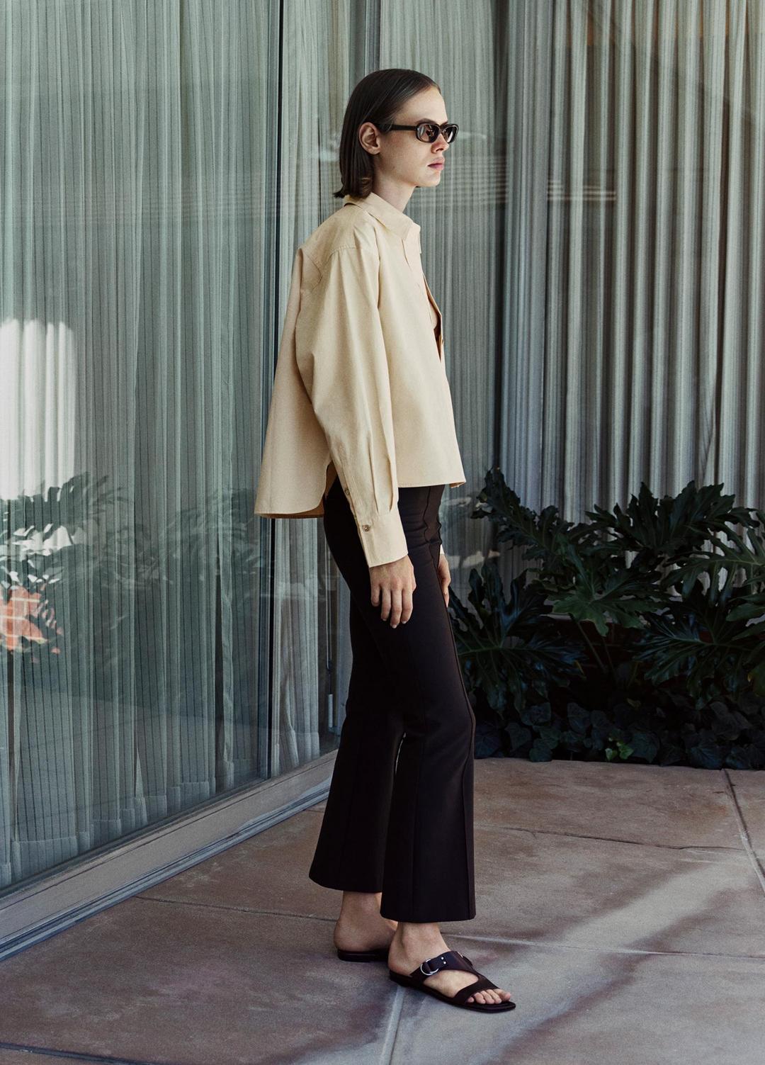 Cotton Cropped Button-Front Shirt  in Long Sleeve | VINCE Women