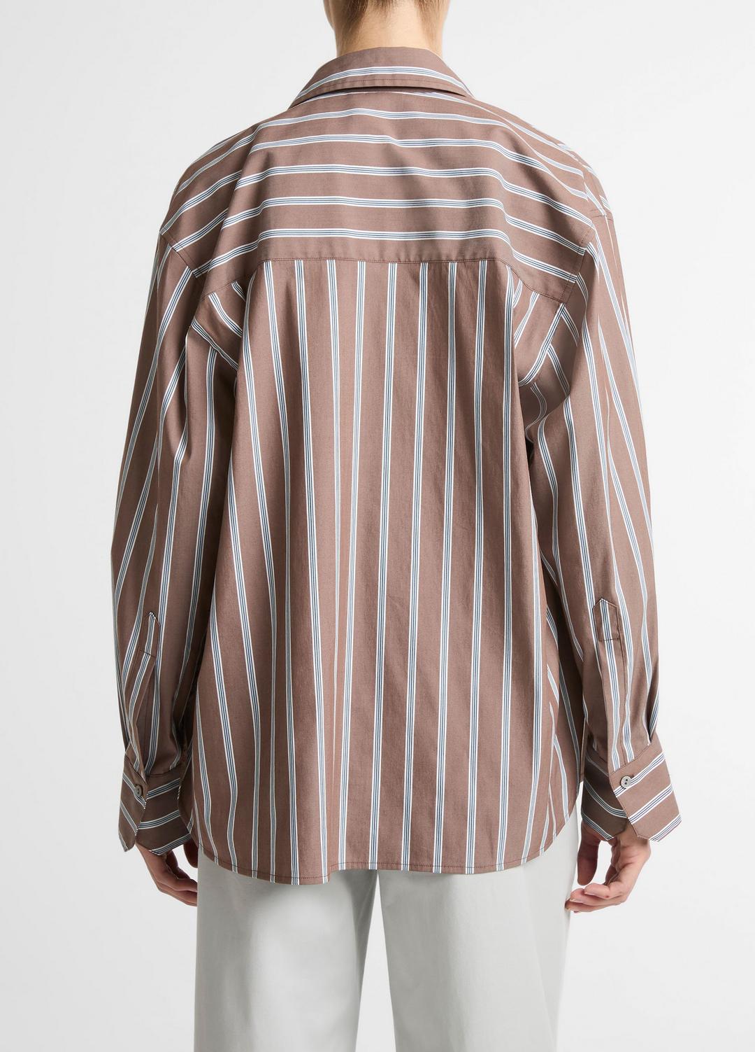Striped Cotton-Blend Button-Front Shirt in Long Sleeve | VINCE Women