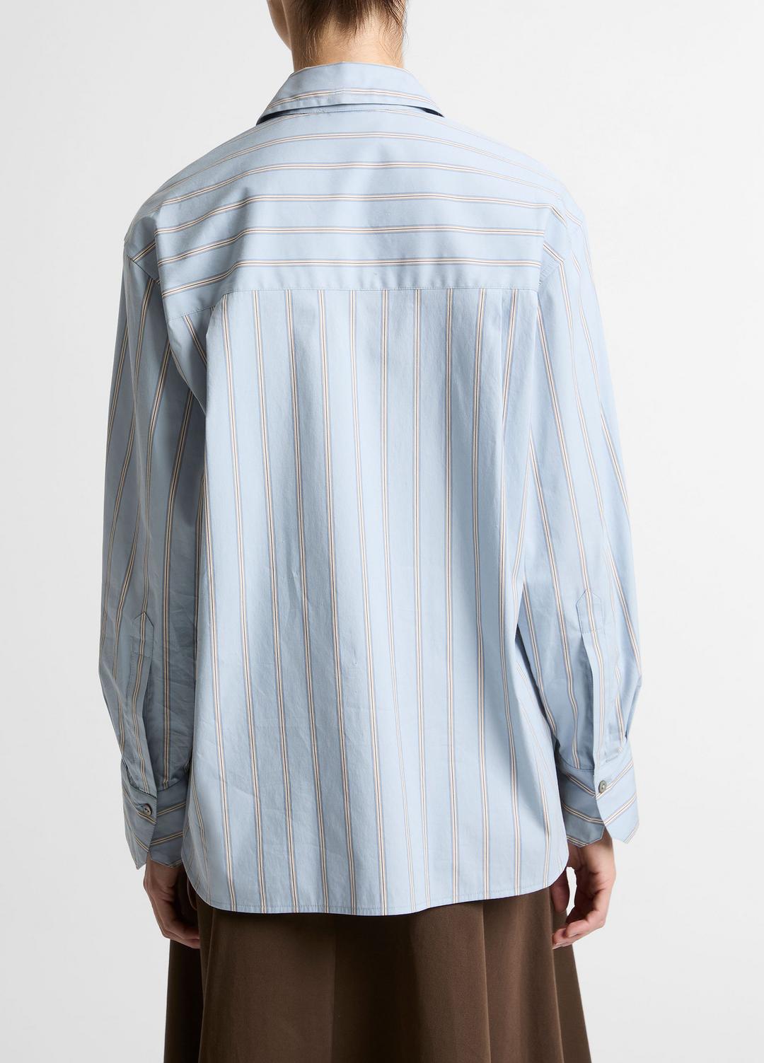 Striped Cotton-Blend Button-Front Shirt in Long Sleeve | VINCE Women