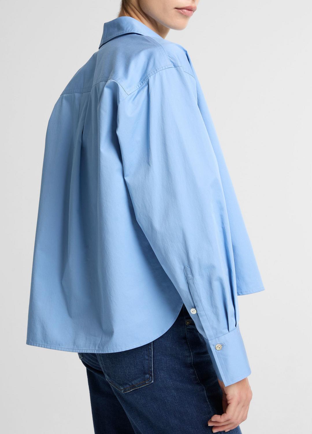 Cotton Cropped Button-Front Shirt  in Long Sleeve | VINCE Women