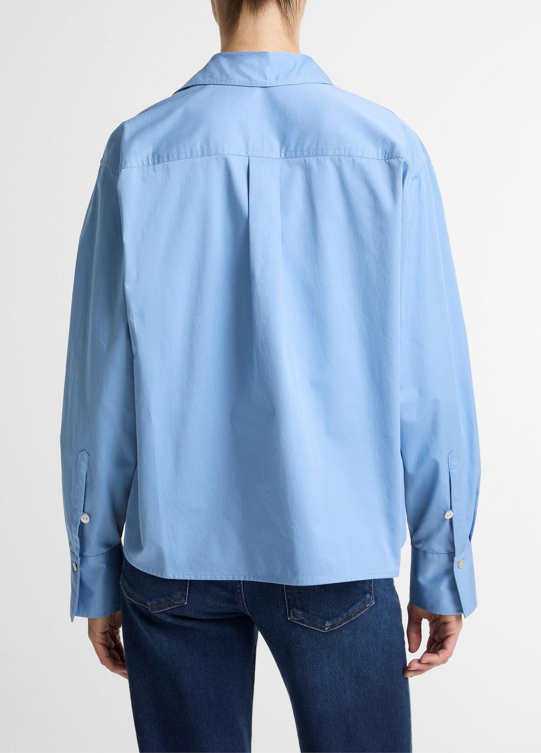 Cotton Cropped Button-Front Shirt  in Long Sleeve | VINCE Women