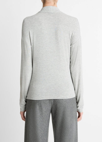 Relaxed Fixed-Wrap Jersey Top in Long Sleeve | VINCE Women