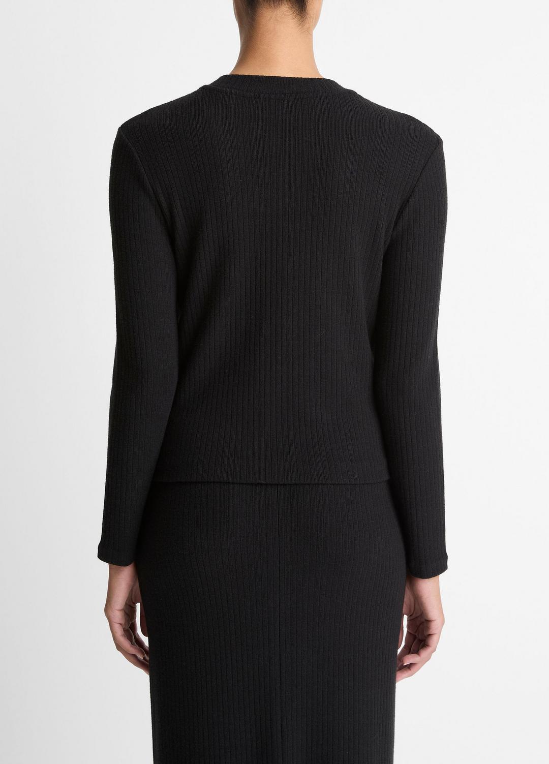Cozy Rib High V-Neck Top in Long Sleeve | VINCE Women