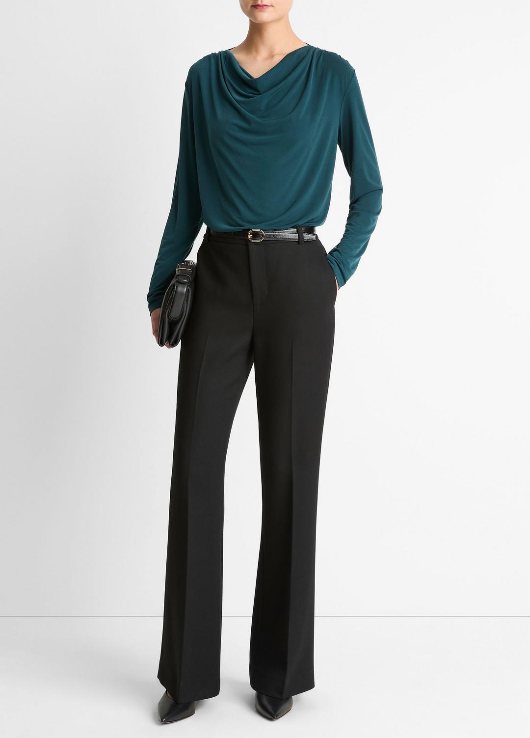 Matte Jersey Cowl-Neck Top in Long Sleeve | VINCE Women