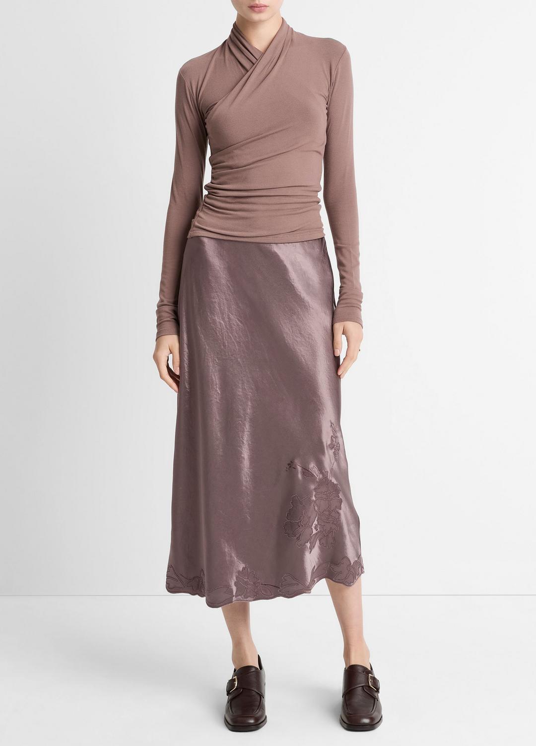 Fixed Wrap Long-Sleeve Top in Long Sleeve | VINCE Women
