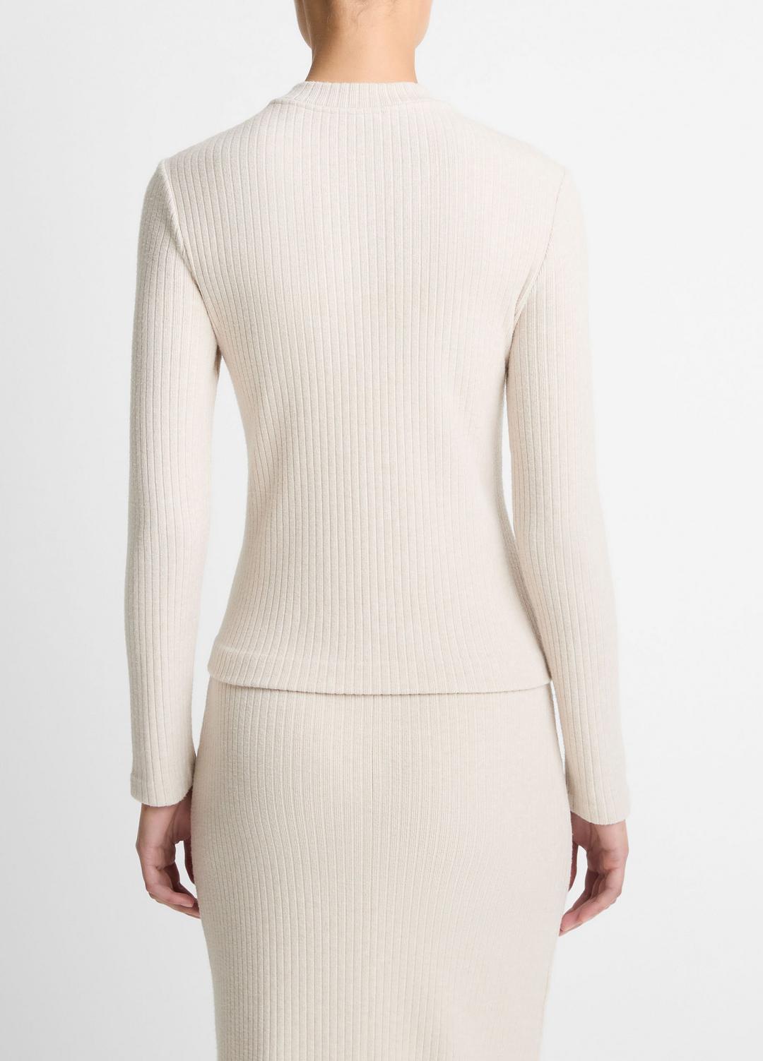 Cozy Rib High V-Neck Top in Long Sleeve | VINCE Women