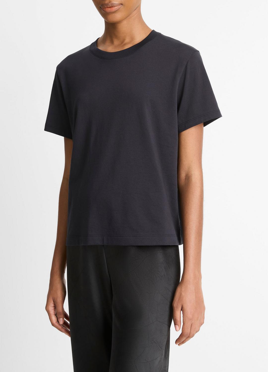 Pima Cotton Crew Neck T-Shirt in Short Sleeve | VINCE Women
