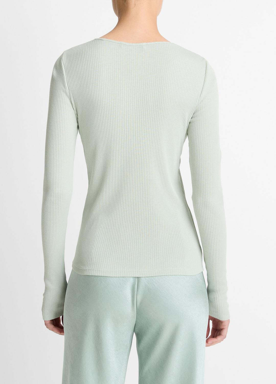 Ribbed Pima Cotton Long-Sleeve T-Shirt in Long Sleeve | VINCE Women