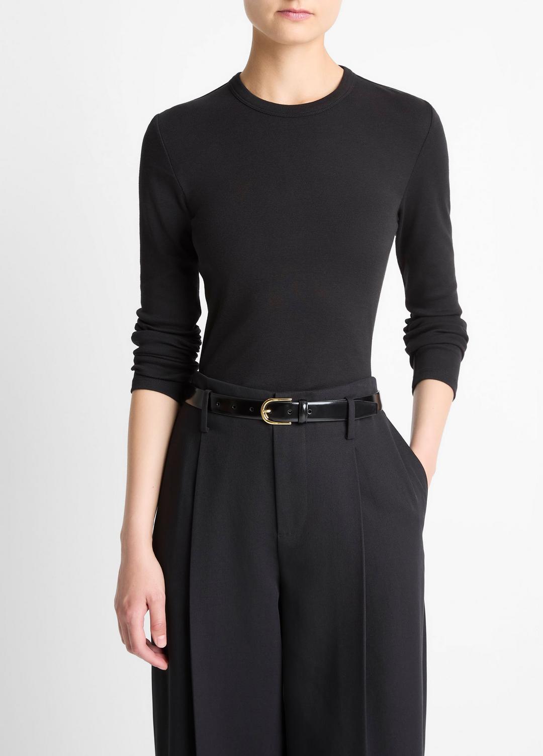 Essential Pima Cotton-Blend Long-Sleeve T-Shirt in Long Sleeve | VINCE Women