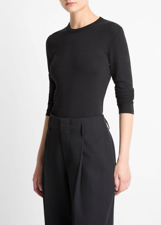 Essential Pima Cotton-Blend Long-Sleeve T-Shirt in Long Sleeve | VINCE Women
