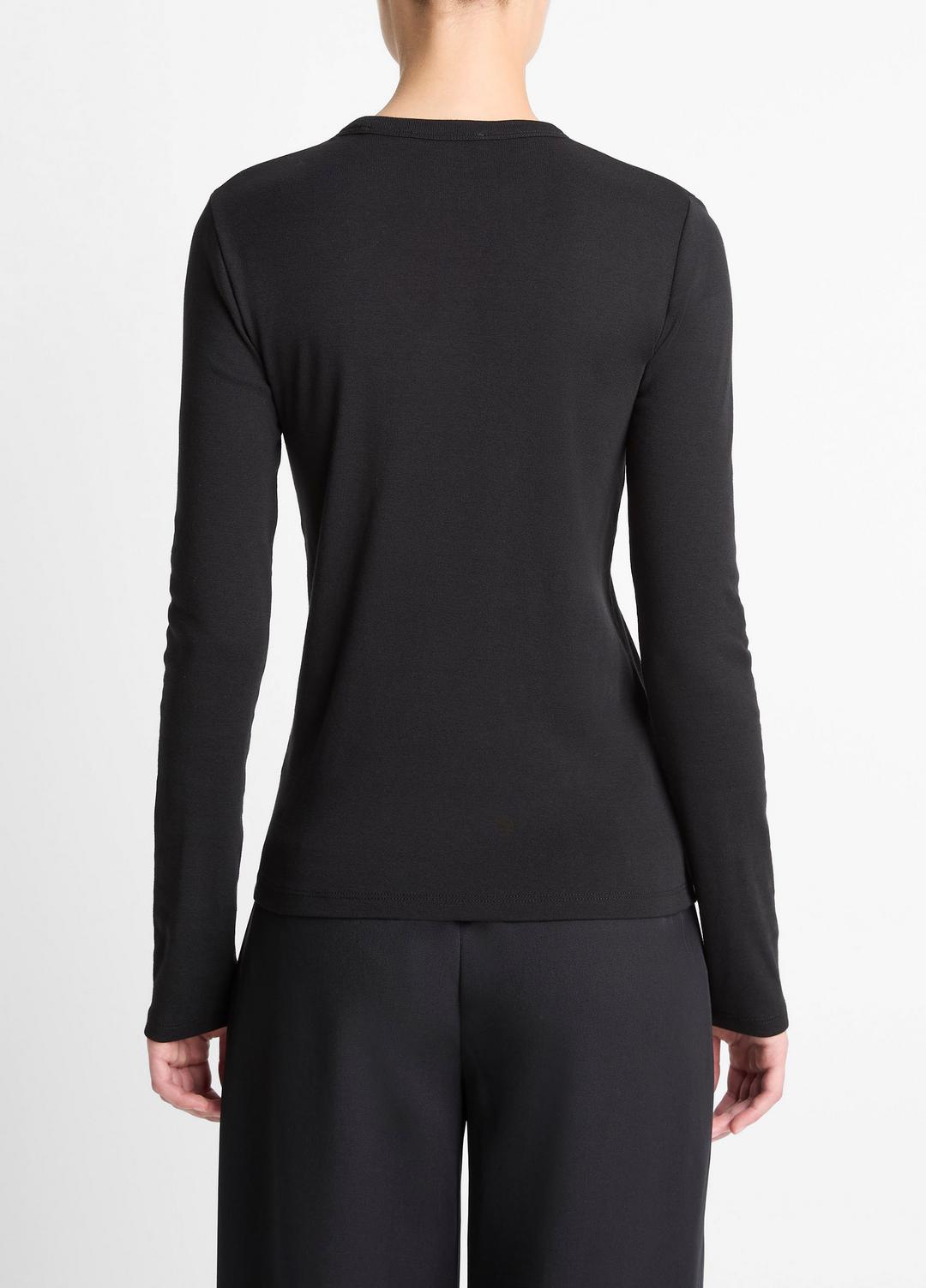 Essential Pima Cotton-Blend Long-Sleeve T-Shirt in Long Sleeve | VINCE Women