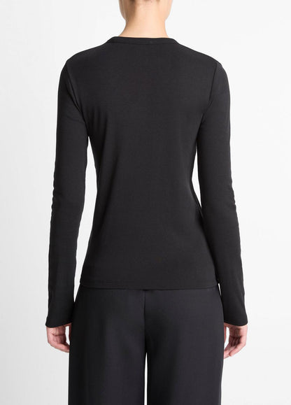 Essential Pima Cotton-Blend Long-Sleeve T-Shirt in Long Sleeve | VINCE Women