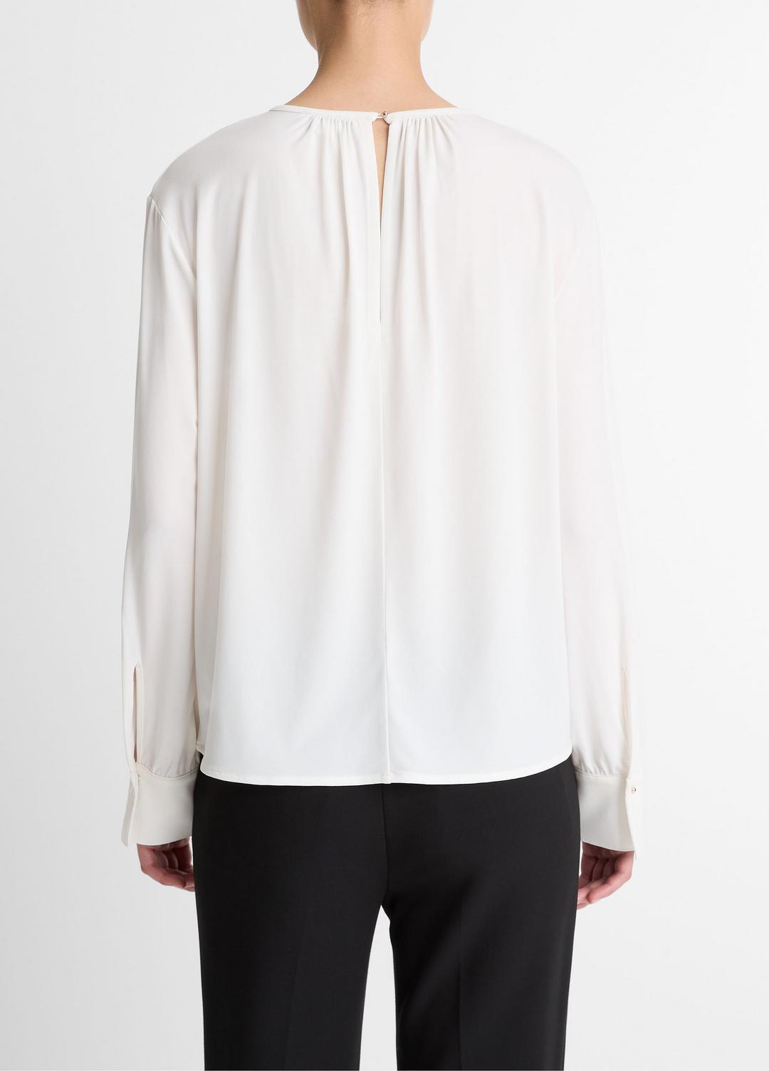 Matte Jersey Gathered Blouse in Long Sleeve | VINCE Women