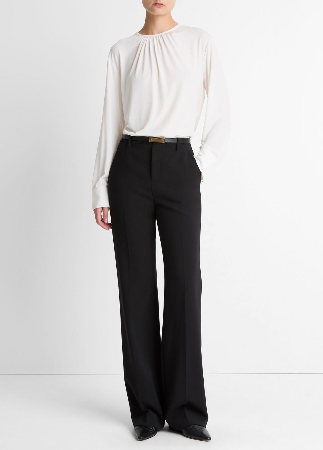 Matte Jersey Gathered Blouse in Long Sleeve | VINCE Women