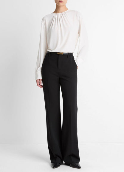Matte Jersey Gathered Blouse in Long Sleeve | VINCE Women