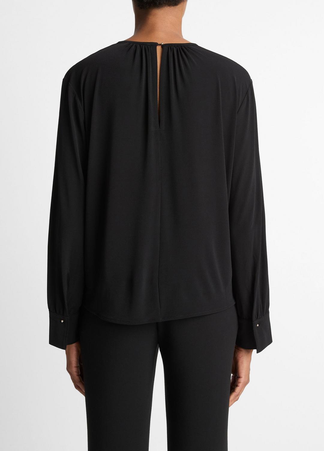 Matte Jersey Gathered Blouse in Long Sleeve | VINCE Women